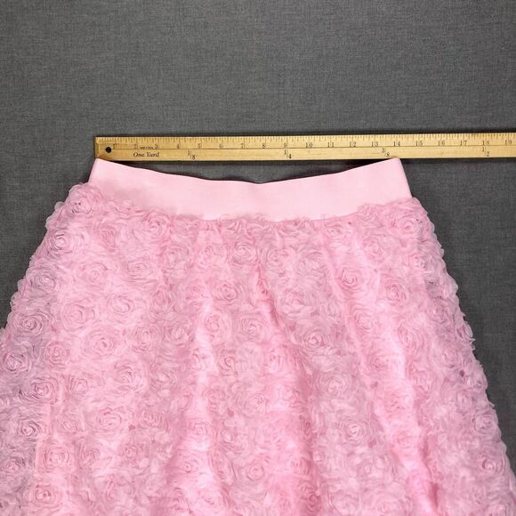 CATO 3D Rose Petal Mesh Midi Skirt Sz M Pink Elegant Fairy Goth Barbie Romantic - Picture 9 of 14